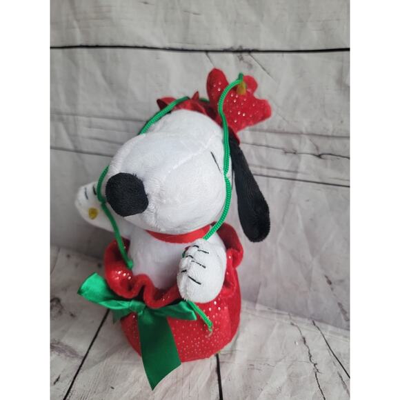 Snoopy Light-up Musical Antlers Christmas in Toy Sack Animated Plush Peanuts - Picture 3 of 9
